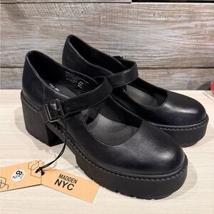Madden NYC women's black lug sole mary jane shoes NWT